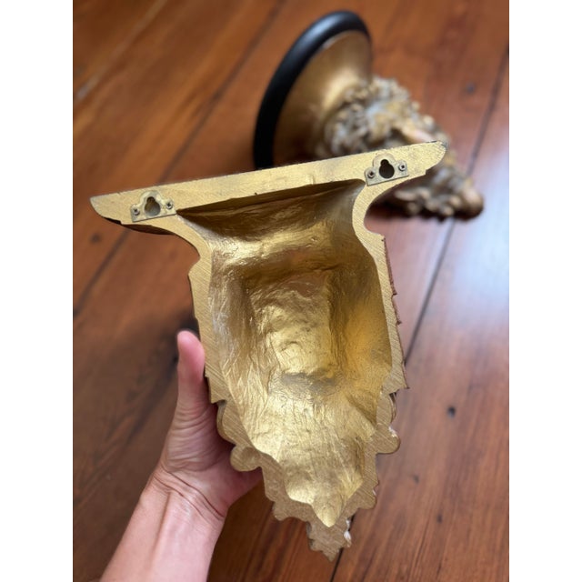 Vintage Gold and Black Lion Wall Shelf- A Pair For Sale - Image 4 of 6