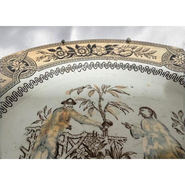 Antique Late 19th Century Rose Transferware Plate from Allerton & Sons, England For Sale - Image 4 of 6