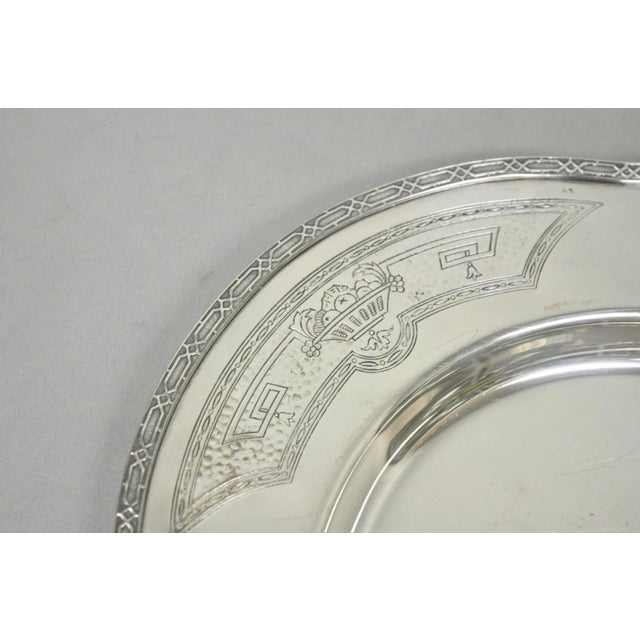 Victorian Vintage Victorian Benedict Hammer Craft 302 Silver Plated Harvest Serving Tray For Sale - Image 3 of 11