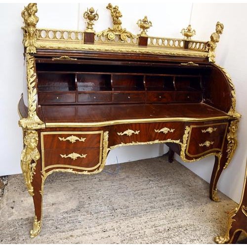 French Louis XV Cylinder Roll Top Secretaire For Sale - Image 3 of 15