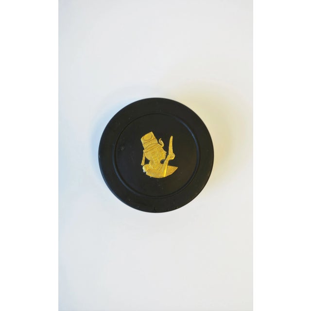 Wedgwood Egyptian Revival Matte Black Basalt and Gold Jewelry Box For Sale - Image 11 of 11