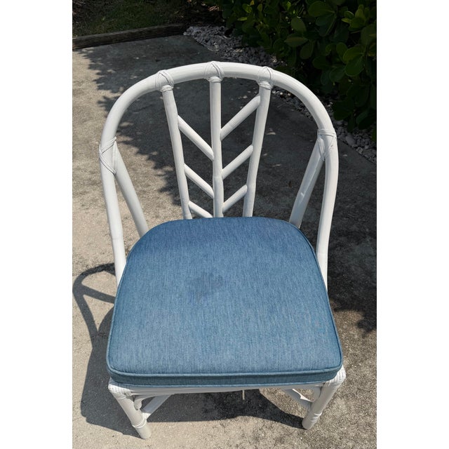 Vintage McGuire Painted Rattan Chippendale Chair For Sale - Image 11 of 12