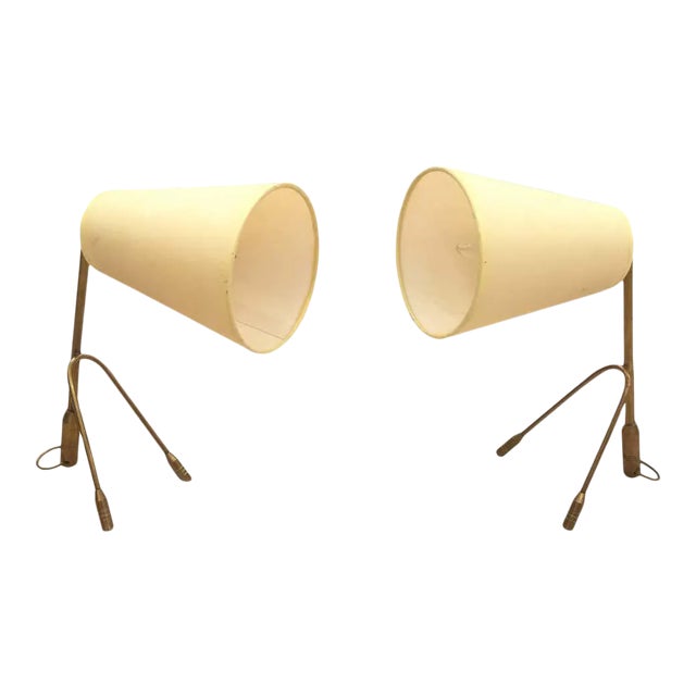 Boris Lacroix Original Vintage Brass Lamps, Pair For Sale