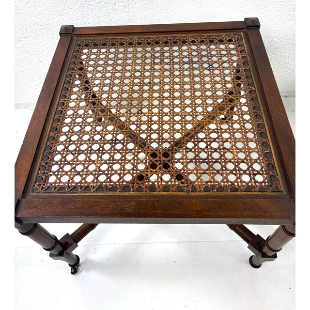 Mid-Century Hickory Chair Company Cane and Walnut Benches/Pair For Sale - Image 10 of 11
