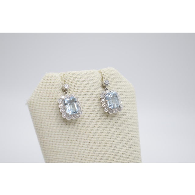 Mid 19th Century Aquamarine and Diamond Earrings, A Pair For Sale - Image 4 of 14