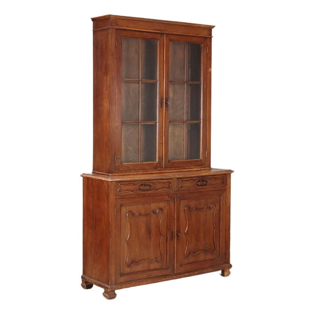 Antique Cupboard in Walnut Veneer, Italy, 20th Century For Sale