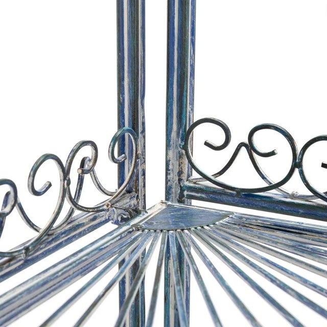 Blue Abarrane 4 Tier Corner Shelf - Mossy Blue For Sale - Image 8 of 11