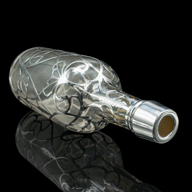 Silver Antique Sherry Decanter, English, Glass, Silver Plate, Spirit Bottle, Edwardian For Sale - Image 8 of 12