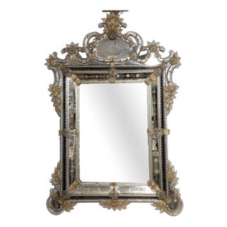 Antique Murano Glass Mirror, 1950s For Sale