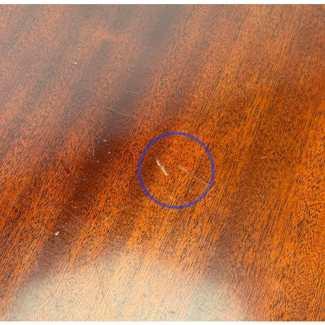 Vintage Traditional Mahogany Round Drum Table W/ Lions Head Pulls For Sale - Image 10 of 13