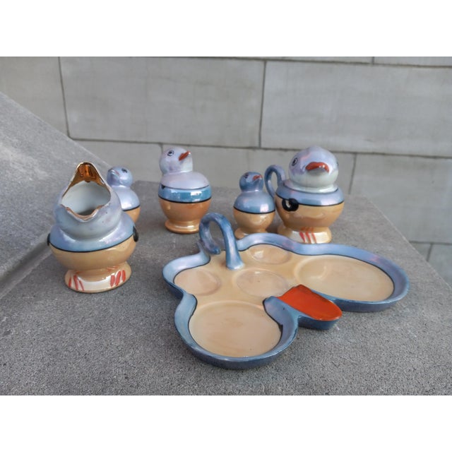 1930s Japanese Lusterware Condiment Nest of Duck Family- 10 Pieces For Sale - Image 9 of 12