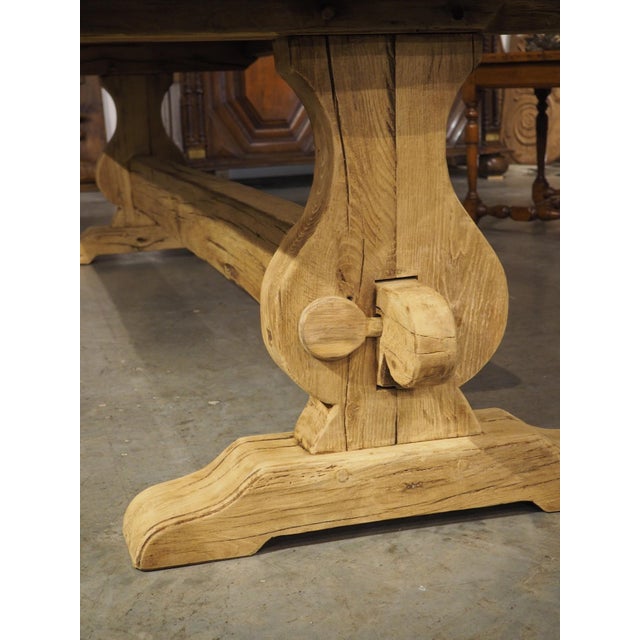 Antique French Bleached Oak Beam Stretcher Dining Table, Late 19th Century For Sale - Image 15 of 18
