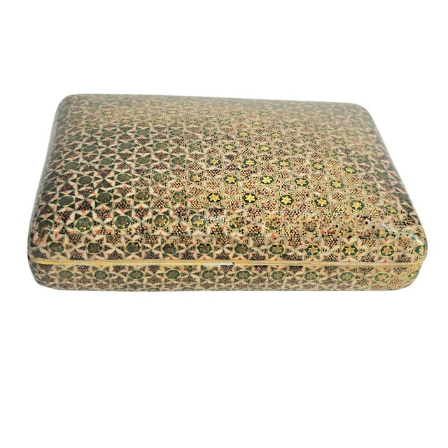 Sculpture Materials Khatam Marquetry Jewelry Box Fine Micro Mosaic Inlay Handcrafted 5.5" For Sale - Image 7 of 11