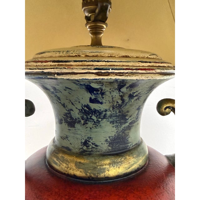 Ceramic Neoclassical Gilt Patina Red Urn Table Lamp, Late 20th Century For Sale - Image 7 of 12