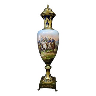 Vintage Early 19th Century Sevres Napoleanic Covered Palace Size Urn For Sale