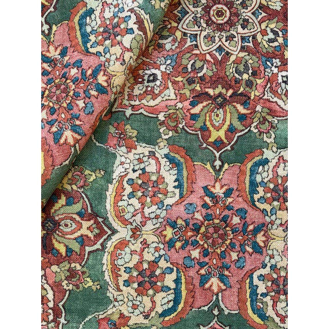Traditional Lee Jofa Oscar De La Renta Granada Print Jewel Fabric 4 Yards For Sale - Image 3 of 7