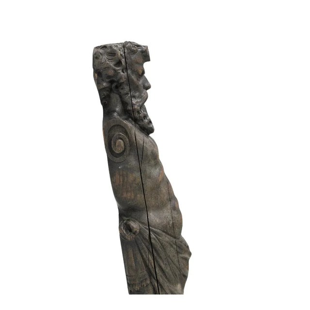 C. 20th century Architectural Element Hand Carved Walnut Figure Depicting Zeus.