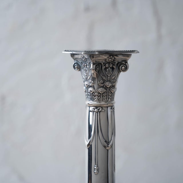 1900 - 1909 Hawksworth, Eyre & Co LTD Georgian Sterling Silver Candlesticks, Sheffield 1905 For Sale - Image 5 of 10