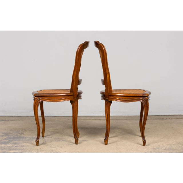 Set of 8 Early 20th Century French Louis XV Style Walnut Cane Dining Chairs For Sale - Image 13 of 18