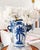 Blue Late 20th Century Tall Blue and White Chinoiserie Palm Tree Scalloped Vase For Sale - Image 8 of 8