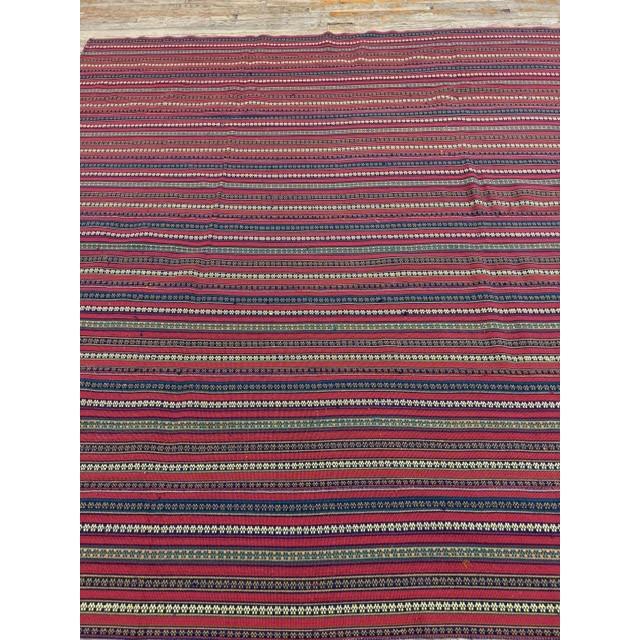 1950s 1950s Modern Multicolor Stripe Geometric Turkish Decorative Flatweave Kilim Rug For Sale - Image 5 of 6