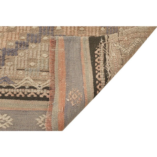 Mid 20th Century Mid 20th Century Faded Vintage Embroidered Kilim Rug For Sale - Image 5 of 7