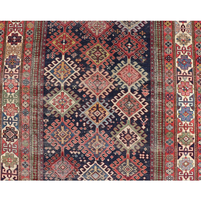 Antique Caucasian Shirvan Gallery Rug With Geometric Diamond Design 4'6 X 12'0 For Sale - Image 9 of 13