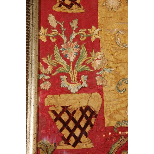Yellow 17th Century Italian Silk Textile Wall Hanging in Baroque Style For Sale - Image 8 of 10
