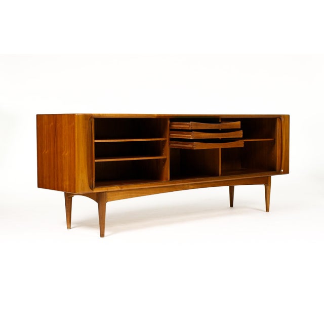 Mid-Century Modern 1960s Danish Modern Mid Century Walnut Tambour Door Credenza — Model #142 — Bernhard Pedersen & Son, Attributed For Sale - Image 3 of 11