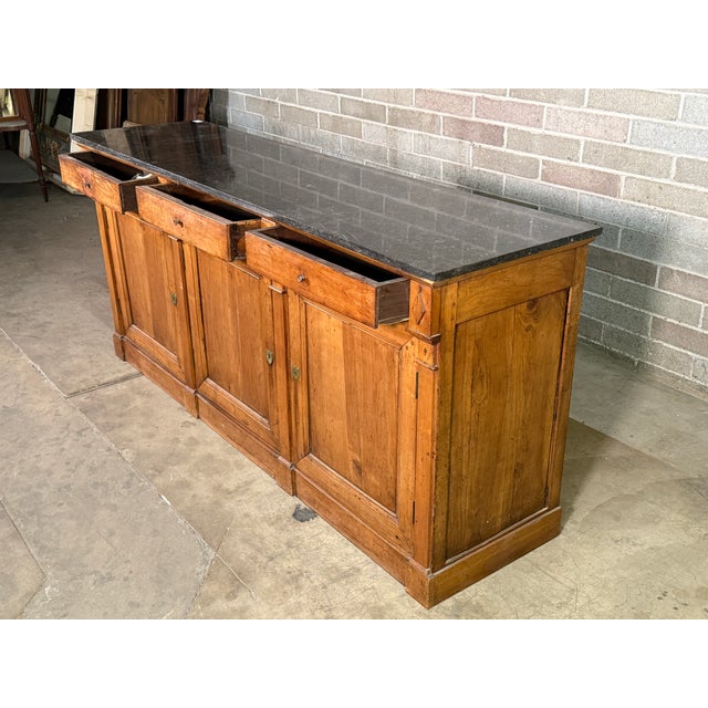 French Directoire Mahogany Table, Black Italian Marble Top, For Sale - Image 3 of 5