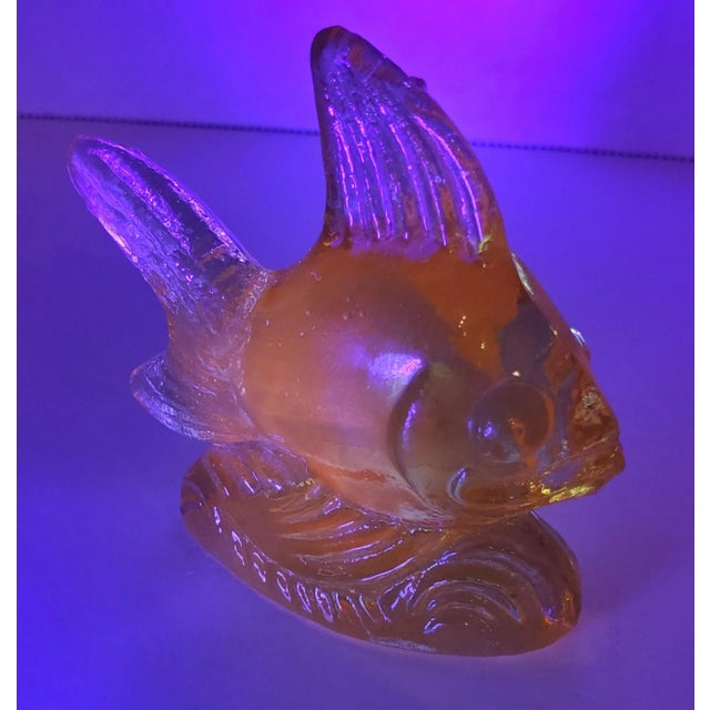 Mid Century Yellow Glass Angel Fish Figurine For Sale - Image 9 of 10