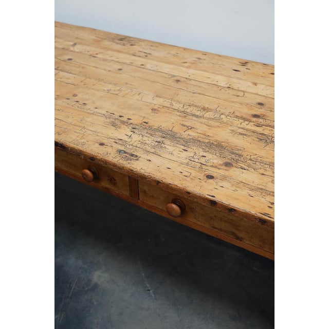 19th Century Antique English Light Pine Farmhouse Dining Table For Sale - Image 10 of 18