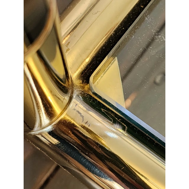Lucite Gold Metal Glass Tiered Cocktail Table For Sale - Image 12 of 12