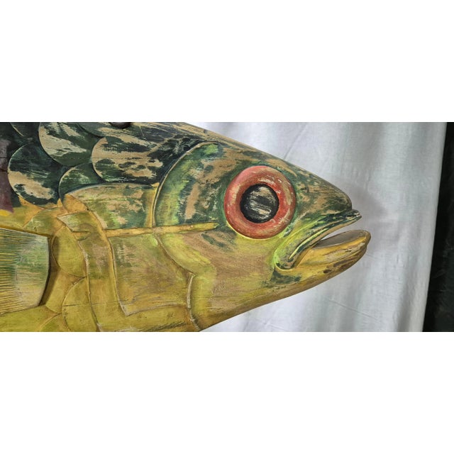 Brown Six Foot Menemsha Fish Market Trade Sign For Sale - Image 8 of 12