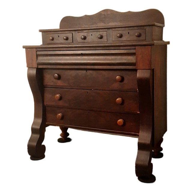 Antique American Empire Style Solid Wood Women's Dresser / Bureau For Sale