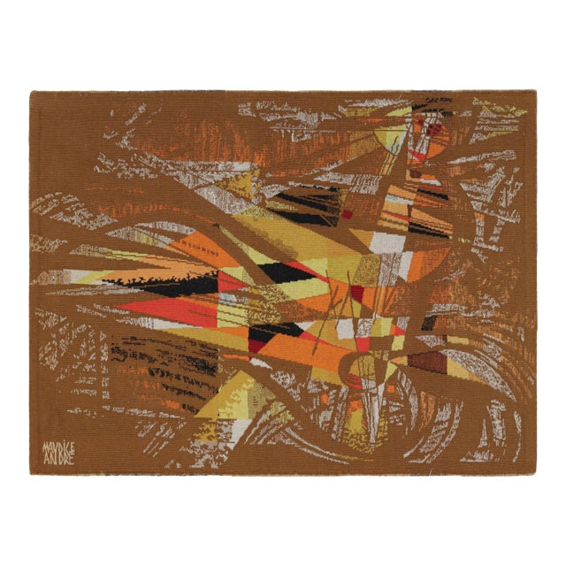Signed Vintage Andre Maurice Tapestry With Abstract Patterns - Rug & Kilim For Sale