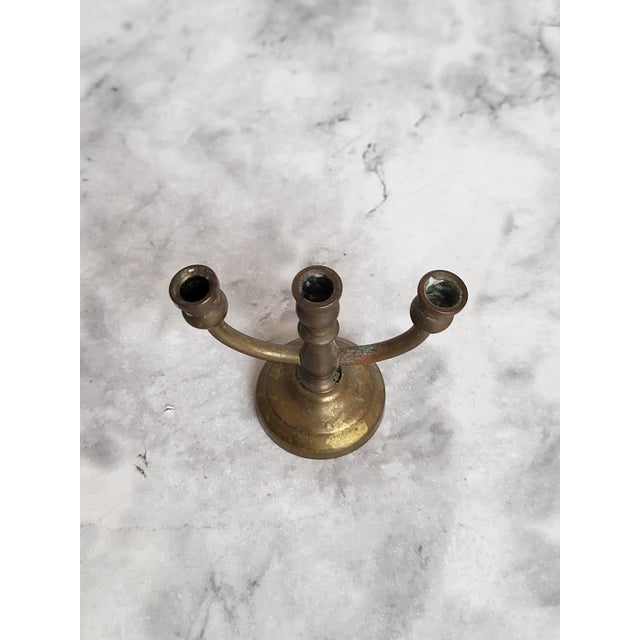 1980s Miniature Brass 3-Arm Candelabra Dollhouse Furniture For Sale - Image 4 of 9