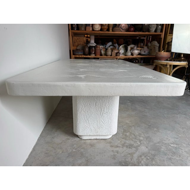 Mid-Century Modern 1980’s J. Berdou Style Handmade Plaster Dining or Conference Table For Sale - Image 3 of 12