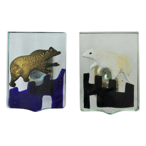 Polar Bear Door Handles in Venetian Blown Glass by Alfredo Barbini, 1940s, Set of 2