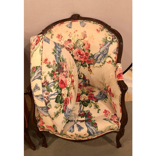 Floral Upholstery Bergère Chairs A Pair Chairish