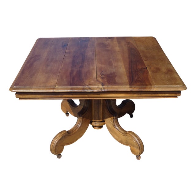 Square Walnut Pedestal Table, 19th Century For Sale