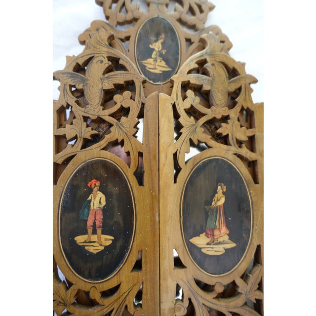 Superb 19th-century Italian souvenir Sorrento marquetry on finely openwork olive wood featuring local figures very good...