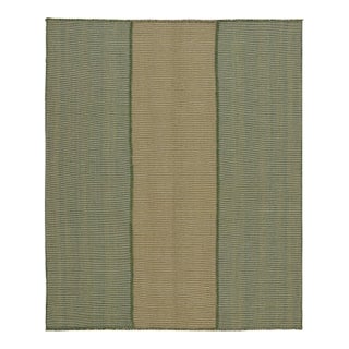Rug & Kilim’s Modern Kilim in Beige & Green Stripes For Sale
