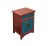 Asian Oriental Red Blue Doors Golden Butterflies Fishes Graphic End Table Nightstand For Sale - Image 3 of 8