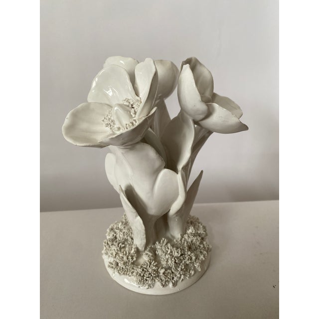 Late 20th Century Vintage Portuguese White Ceramic Flower Sculpture For Sale - Image 5 of 9