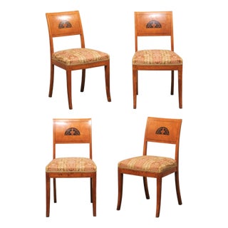 Set of 4 Swedish Curly Birch Chairs, 19th C For Sale