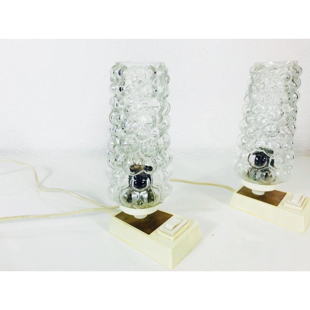 Mid-Century Modern Vintage Bubble Glass Table Lamps, 1970s, Set of 2 For Sale - Image 3 of 10
