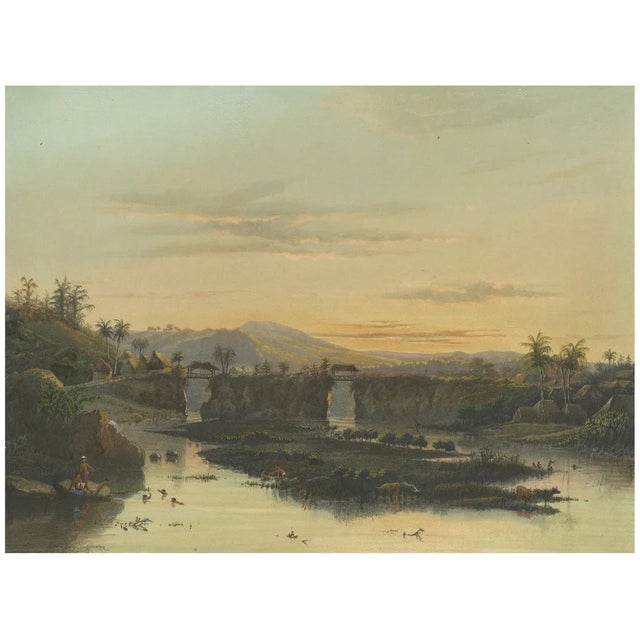 Brantas River as a Mountain Stream, East Java Landscape, 1872, Lithograph For Sale
