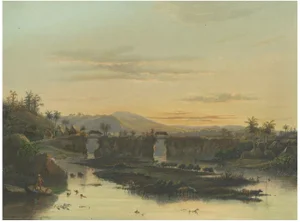 Brantas River as a Mountain Stream, East Java Landscape, 1872, Lithograph