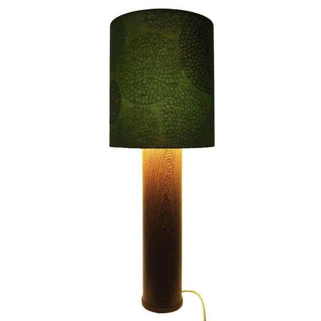 Tall vintage swedish scandinavian modern table lamp in dark wenge wood with textile shade by göta trägårdh, 1960s a...